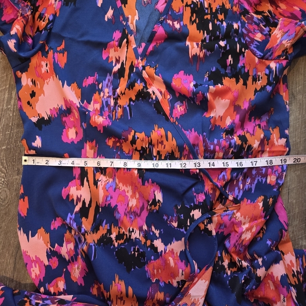 Prettygarden Floral Midi Maxi Wrap Dress Size Large Short Sleeve Floral - Picture 15 of 16